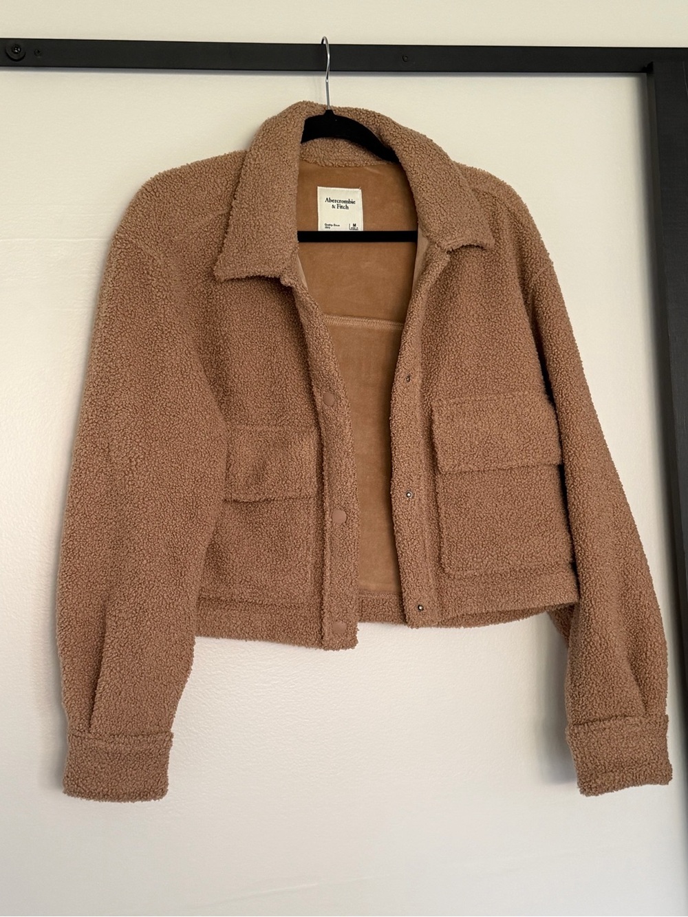Abercrombie & Fitch Teddy Sherpa Jacket in Camel Brown